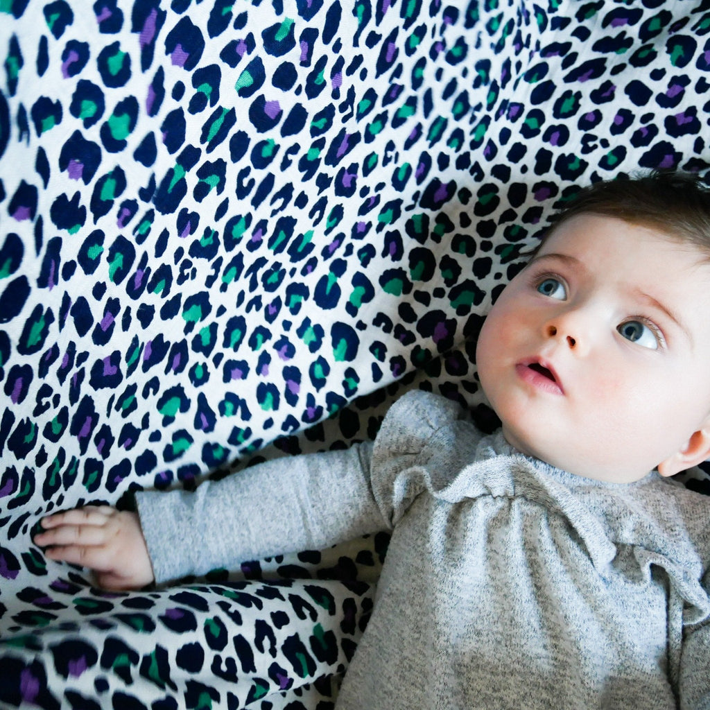 XL PURPLE LEOPARD MUSLIN - for 5+ month old babies - Etta Loves